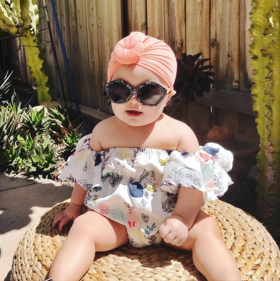 Top Knot Baby Head Wrap Turban - M - Turkish Blue - Picture 10 of 10